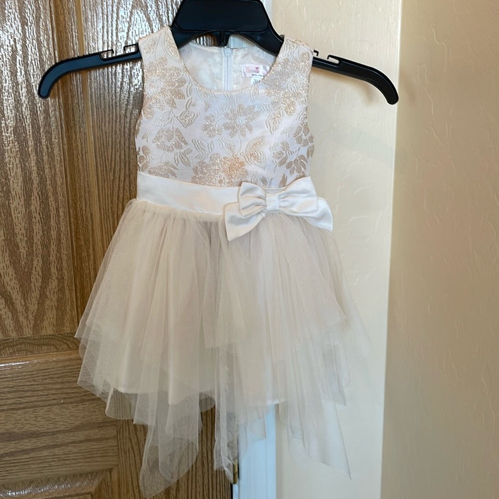 Biscotti Baby Collezioni gold and ivory special occasion dress